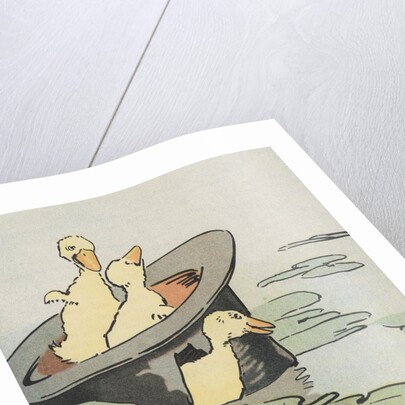Three ducklings in a hat by Anonymous