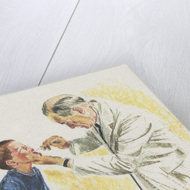 Doctor examining boy by Anonymous
