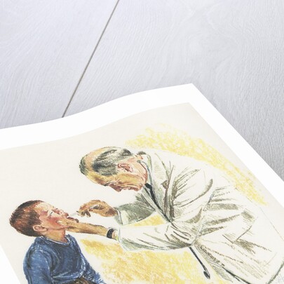 Doctor examining boy by Anonymous
