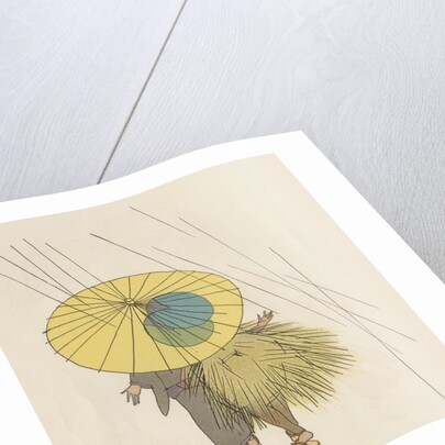 Japanese couple walking in rain by Anonymous
