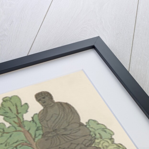 Japanese woman near Buddha statue by Anonymous