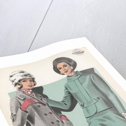 Models wearing coat and suit by Anonymous