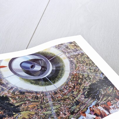 Interior view of a Bernal Sphere space colony for 10,000 people by Anonymous