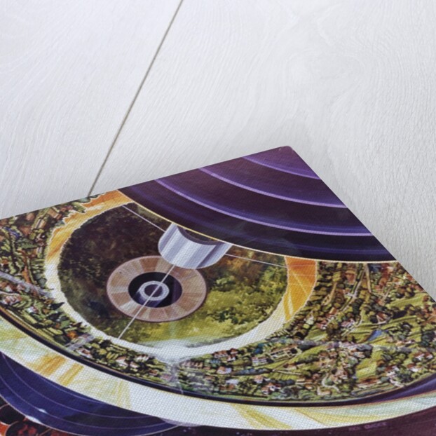 Cutaway view of a Bernal Sphere space colony for 10,000 people by Anonymous