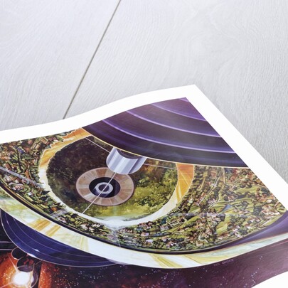 Cutaway view of a Bernal Sphere space colony for 10,000 people by Anonymous