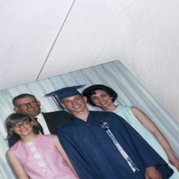Eighth grade graduate with parents and sister, ca. 1967 by Anonymous