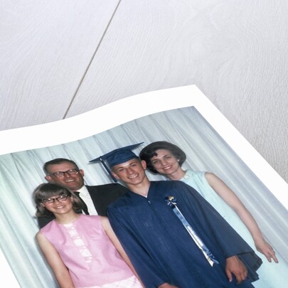 Eighth grade graduate with parents and sister, ca. 1967 by Anonymous