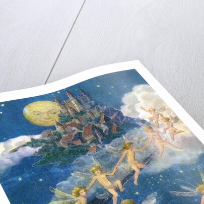 Fairies dancing alongside train by Anonymous