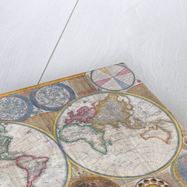Double hemisphere wall map of the world by Samuel Dunn