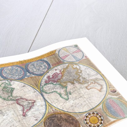 Double hemisphere wall map of the world by Samuel Dunn