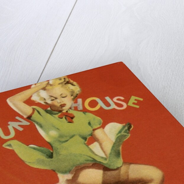 Woman with dress blowing in blast of air by Anonymous