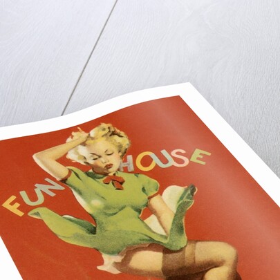 Woman with dress blowing in blast of air by Anonymous