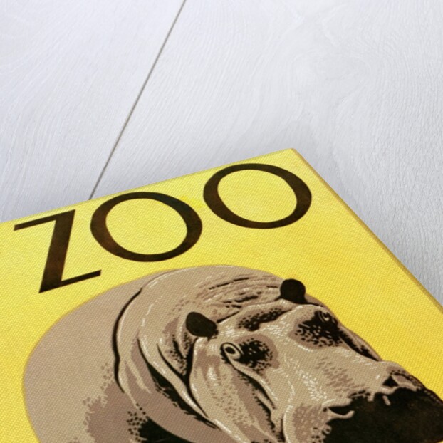 Visit the Zoo poster with hippopotamus by Anonymous
