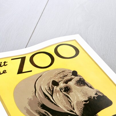 Visit the Zoo poster with hippopotamus by Anonymous