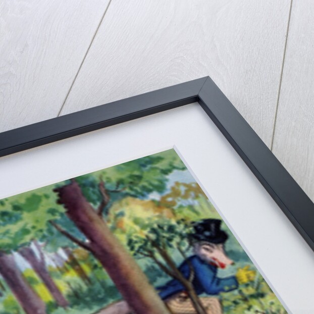 Little Red Riding Hood and Big Bad Wolf in woods by Anonymous