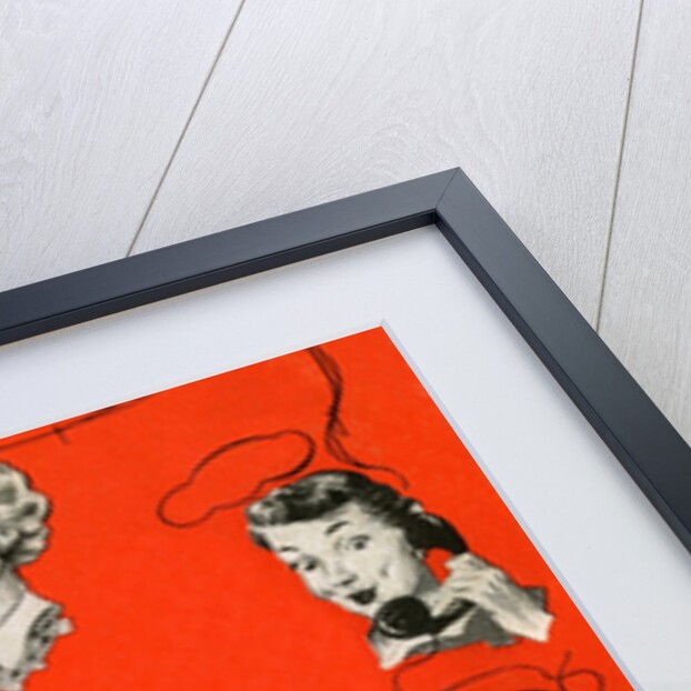 Vintage iIllustration with five housewives talking on telephones by Anonymous