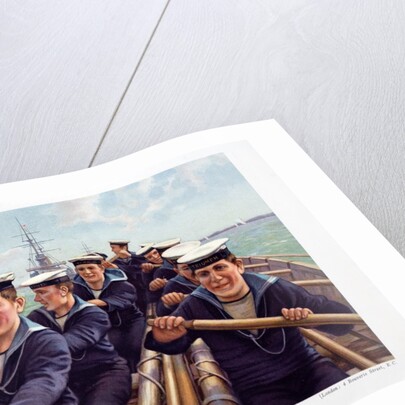 Boys Own Paper colour insert circa 1900 showing sailors from the Swiftsure class Battleship HMS Triumph. Taken from a painting by Charles M Padday titled "We All Love Jack". by Anonymous