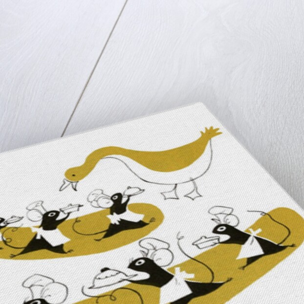 Illustration of mice serving geese by Anonymous