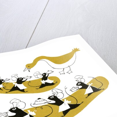 Illustration of mice serving geese by Anonymous