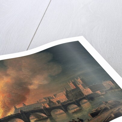 Westminster Bridge and the Burning of the Houses of Parliament from Lambeth by Thomas Luny