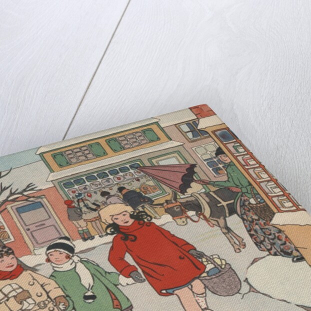 Children Christmas Shopping in Snow by Anonymous