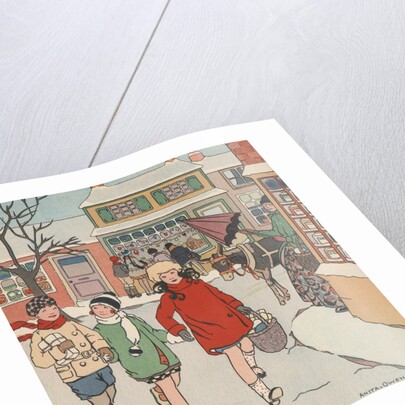 Children Christmas Shopping in Snow by Anonymous