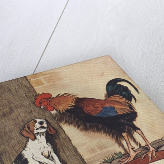 Dog and rooster conversing by Anonymous