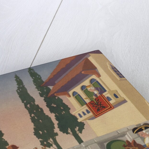 Toy soldiers and horse looking at broken Humpty Dumpty by Anonymous