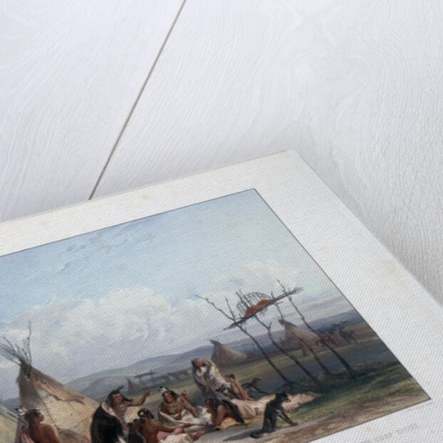 Funeral Scaffold of a Sioux Chief near Fort Pierre by Karl Bodmer