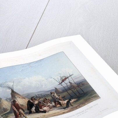 Funeral Scaffold of a Sioux Chief near Fort Pierre by Karl Bodmer