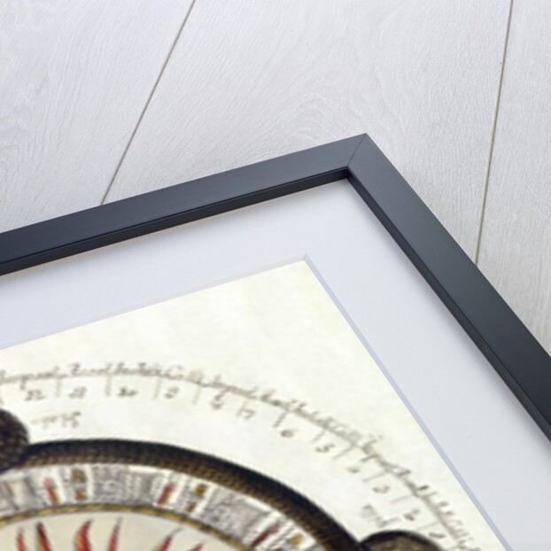 Drawing of the Aztec sun calendar stone in Mexico by Anonymous