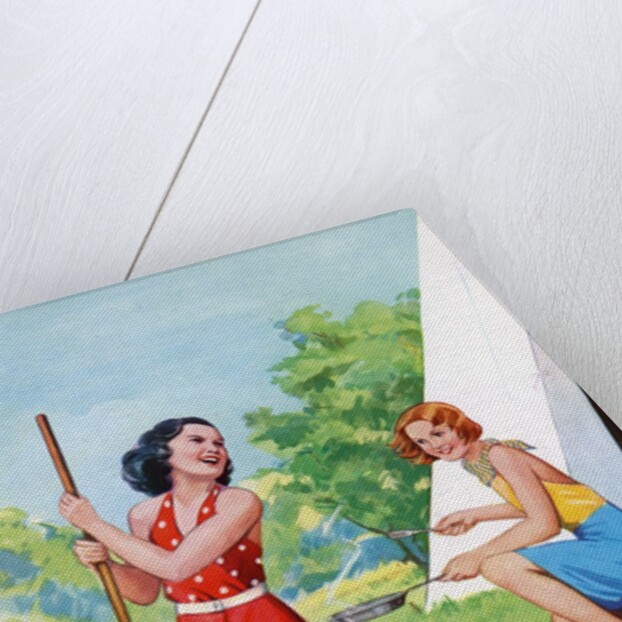 Two young girls camping by Anonymous
