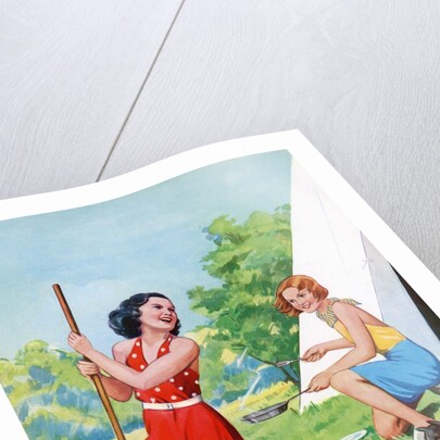 Two young girls camping by Anonymous