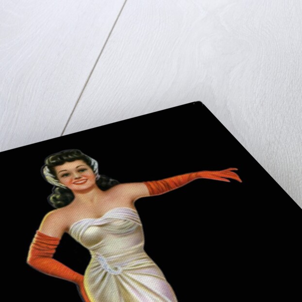 1950s pin-up of a woman in sleeveless gown by Anonymous