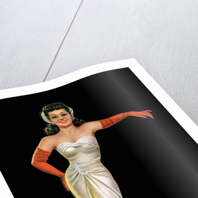 1950s pin-up of a woman in sleeveless gown by Anonymous