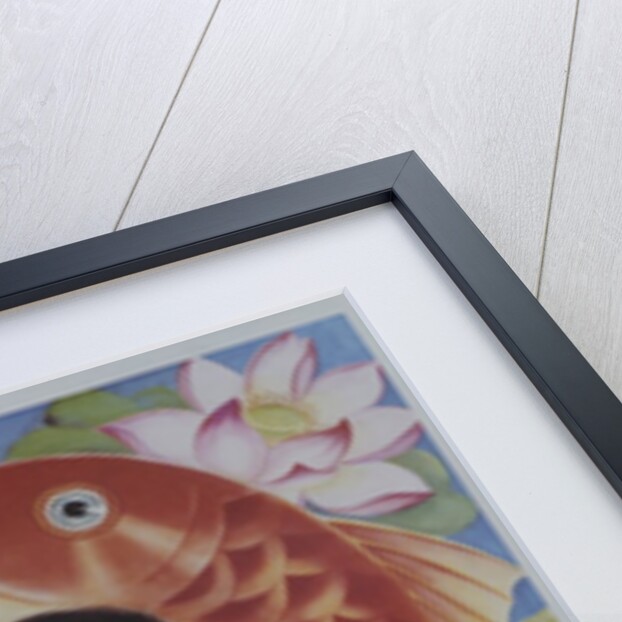 Chinese poster with baby, koi and rooster by Anonymous