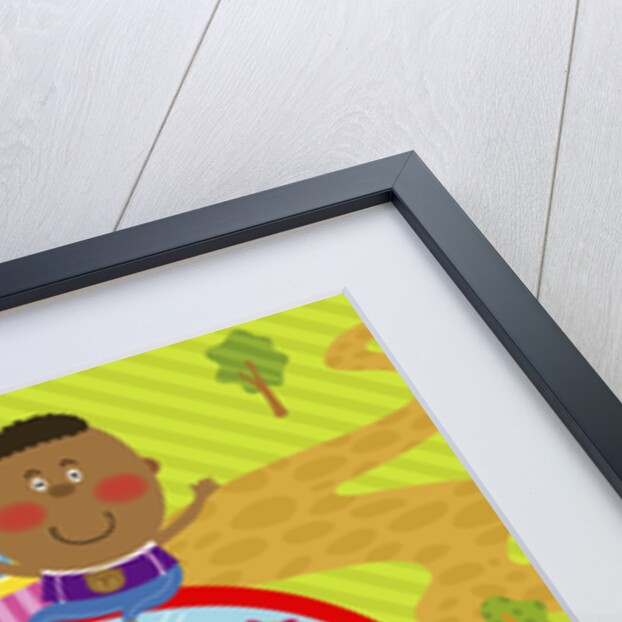 The image of children riding on the red car by Anonymous
