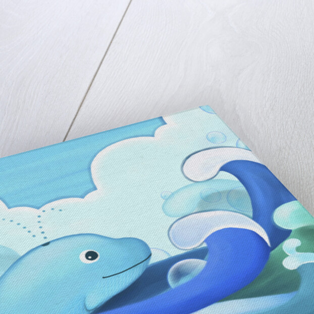 The image of blue whale with wave by Anonymous