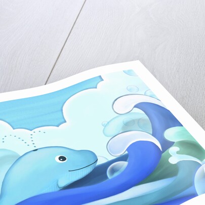 The image of blue whale with wave by Anonymous