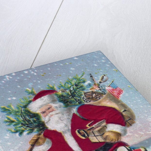 A Merry Christmas with Santa Claus in a snowy town by Anonymous