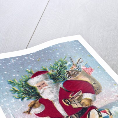 A Merry Christmas with Santa Claus in a snowy town by Anonymous