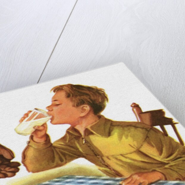 Young boy drinking a glass of milk by Anonymous