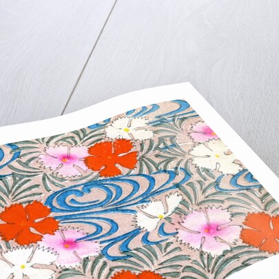 Woodblock print of carnation flowers by Anonymous