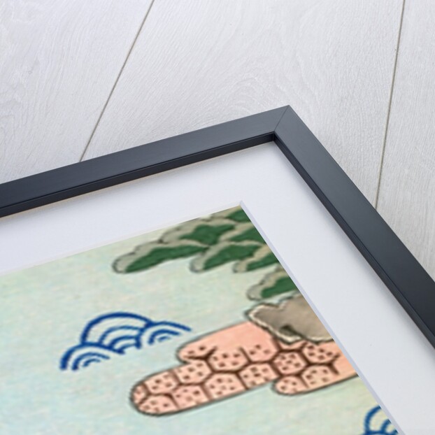 Woodblock print of trees on islands in a lake by Anonymous
