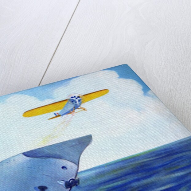Prop plane taking off from an early aircraft carrier by Anonymous
