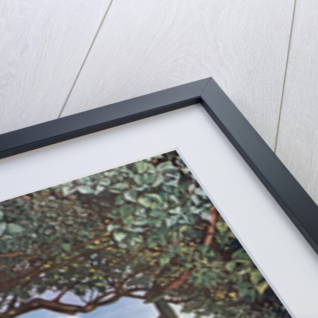 Young man embracing his love in a flower garden by Anonymous