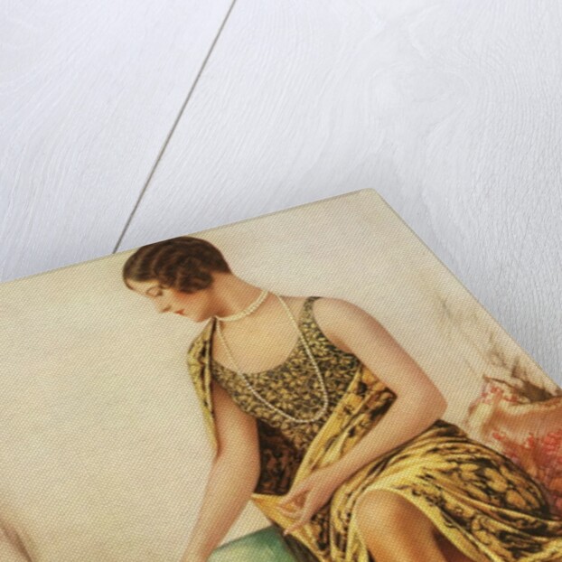 Flapper with long pearls and bobbed hair by Anonymous