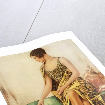 Flapper with long pearls and bobbed hair by Anonymous