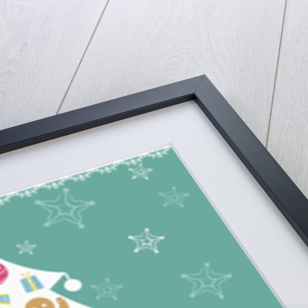 Christmas with tree and decorations with green background by Anonymous