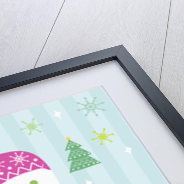 Snowman and gift with blue background by Anonymous